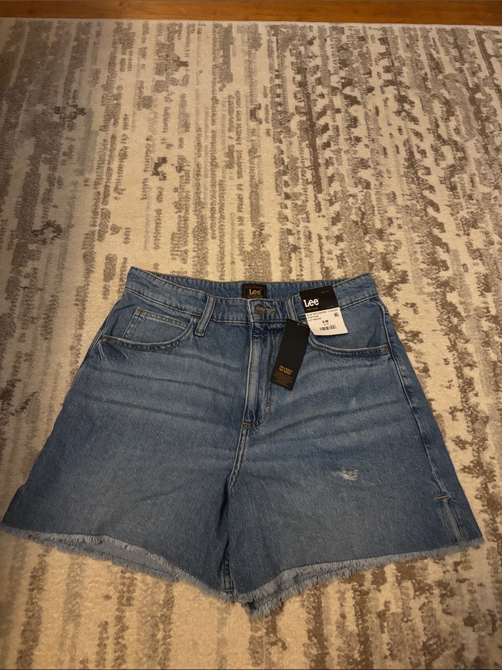 Lee Women's Light Blue Frayed Hem Denim Shorts